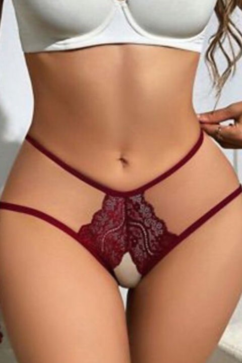 Bordo Dantel Açık Sırt Tek Parça Body Ruselin 8073 - 2