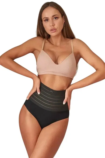 Lazer Kesim Yüksek Bel Slip Korse Form Angel 3206 - 3 Adet - Siyah