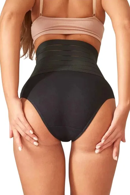 Lazer Kesim Yüksek Bel Slip Korse Form Angel 3206 - 3 Adet - Siyah