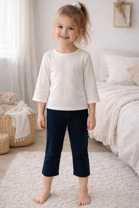 Miorre Kız Çocuk Pijama Takımı - 001-038034 - Ekru-Lacivert