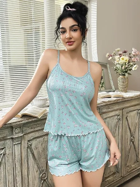 Yeşil Şort Pijama Takım Nightlight 3775 - Görsel
