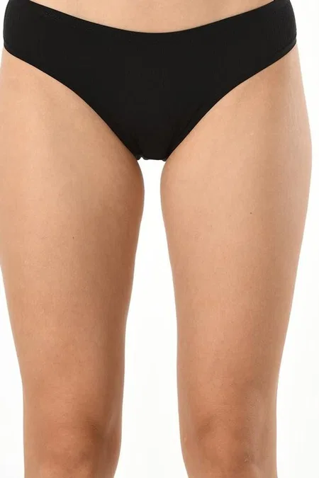 Pamuklu Raporlu Ribana Kadın Bikini Külot Kota 5026 - Siyah