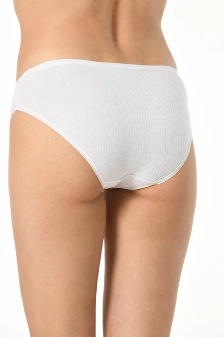 Pamuklu Raporlu Ribana Kadın Bikini Külot Kota 5026 - Beyaz