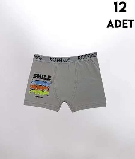 Parça Baskılı Penye Erkek Çocuk Boxer 12'li Kota 1005 - Asorti