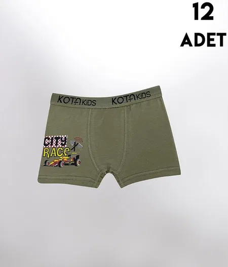 Parça Baskılı Penye Erkek Çocuk Boxer 12'li Kota 1005 - Asorti