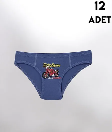 Parça Baskılı Penye Erkek Çocuk Slip Külot 12'li Kota 1019 - Asorti