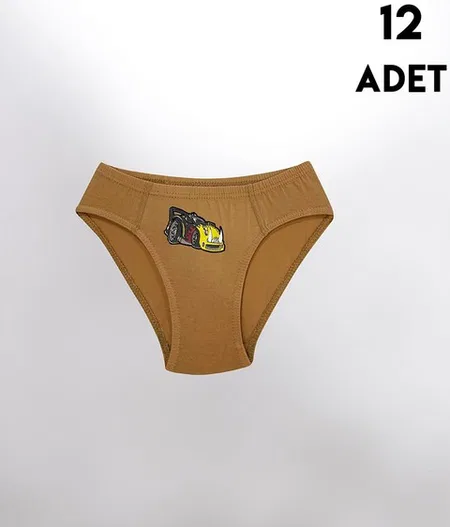 Parça Baskılı Penye Erkek Çocuk Slip Külot 12'li Kota 1019 - Asorti