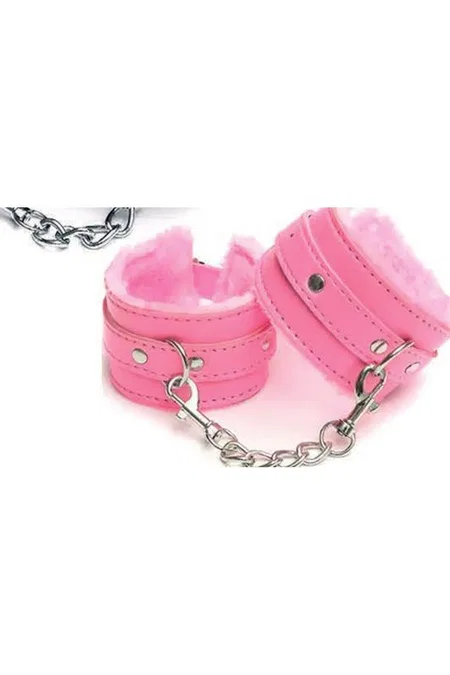 Peluş Astarlı Deri El Kelepçesi NightLight 8016 - Pembe