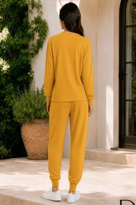 Sarı Kadın T-Shirt Pantolon Takımı Doreanse 4489 - Görsel