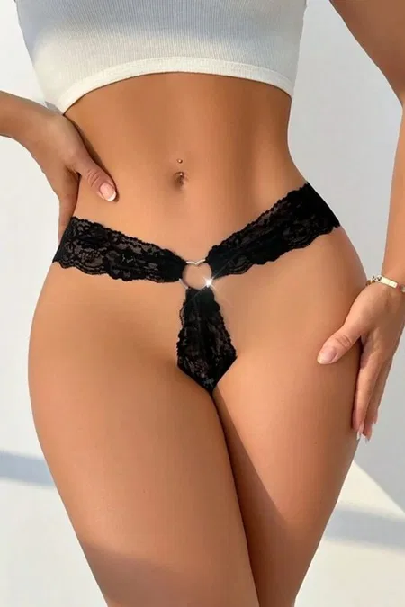 Şerit Dantel Fantezi Siyah Külot Feel Lady F1060 - Siyah
