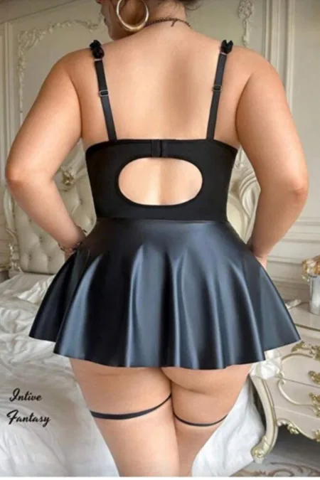 Siyah Lame Şeffaf Büyük Beden Erotik Body Real Passione 40026 - Siyah