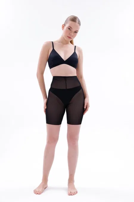 Lazer Dikişli Yüksek Bel Boxer Korse Emay 2705 - Siyah