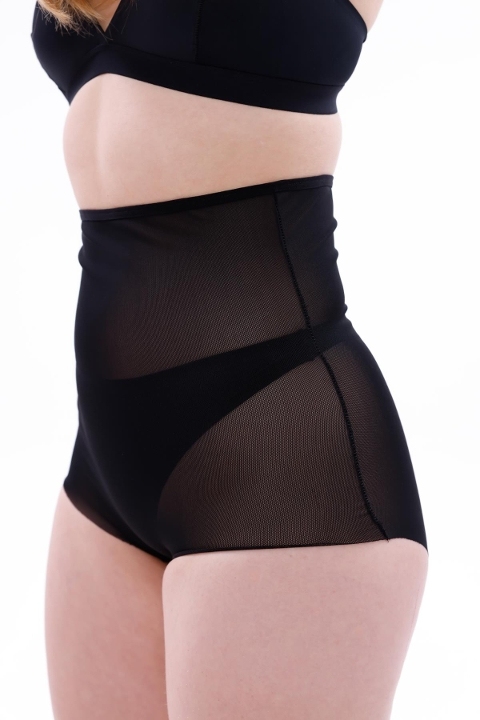 Lazer Tül Yüksek Bel Slip Korse Emay 2706 - Siyah