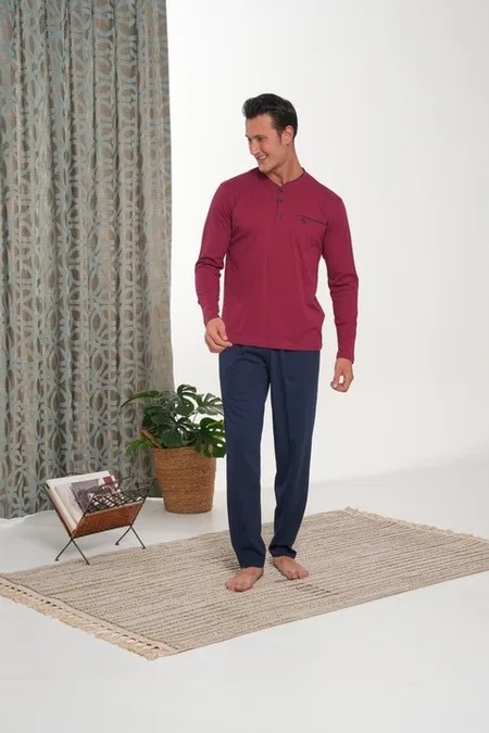Süprem Patlı Cepli Erkek Pijama Takımı Bone Club 6160 - Bordo