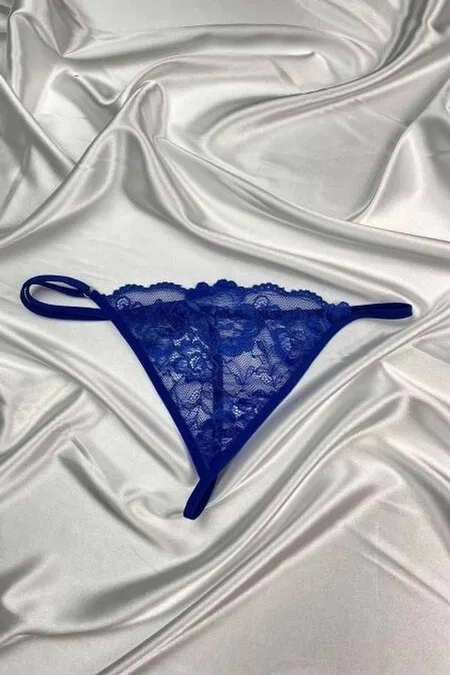Transparan Dantel Tanga Külot Venlisa V6500 - Mavi