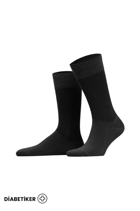 Unisex Diyabetik Bambu Soket Çorap Mısırlı UMDK000021 - Siyah