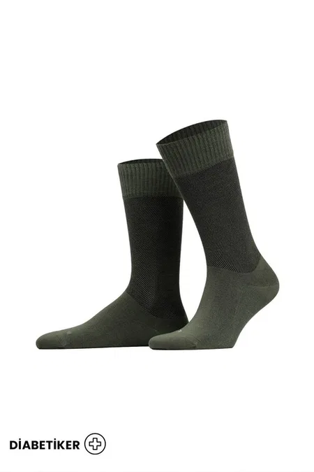 Unisex Diyabetik Bambu Soket Çorap Mısırlı UMDK000021 - Siyah