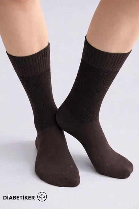 Unisex Diyabetik Bambu Soket Çorap Mısırlı UMDK000021 - Siyah