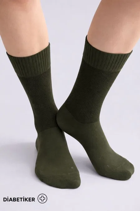 Unisex Diyabetik Bambu Soket Çorap Mısırlı UMDK000021 - Siyah