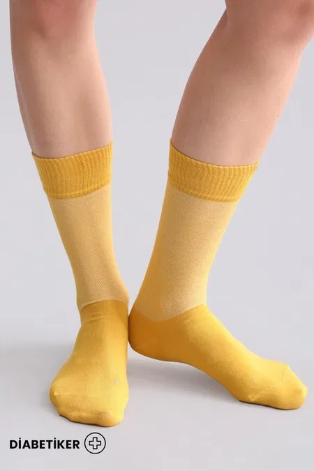 Unisex Diyabetik Bambu Soket Çorap Mısırlı UMDK000021 - Siyah