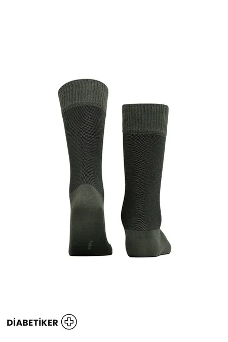 Unisex Diyabetik Bambu Soket Çorap Mısırlı UMDK000021 - Siyah