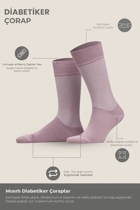 Unisex Diyabetik Bambu Soket Çorap Mısırlı UMDK000021 - Siyah