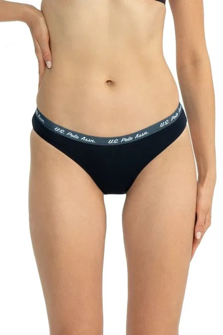 Kadın Kırmızı Lacivert Baskılı Pamuklu 3'lü Slip Külot Us. POLO Assn. 66428 - Görsel