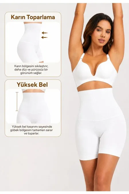 Uzun Paçalı Yüksek Bel Kadın Korse Bel ve Karın Destekli FormActive 1020 - Beyaz