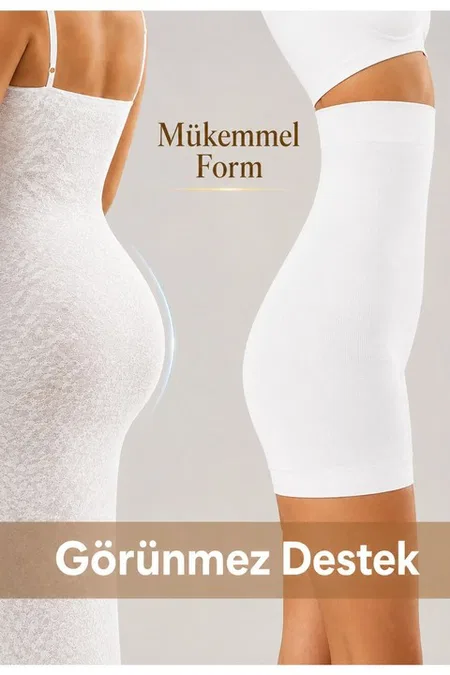 Uzun Paçalı Yüksek Bel Kadın Korse Bel ve Karın Destekli FormActive 1020 - Beyaz