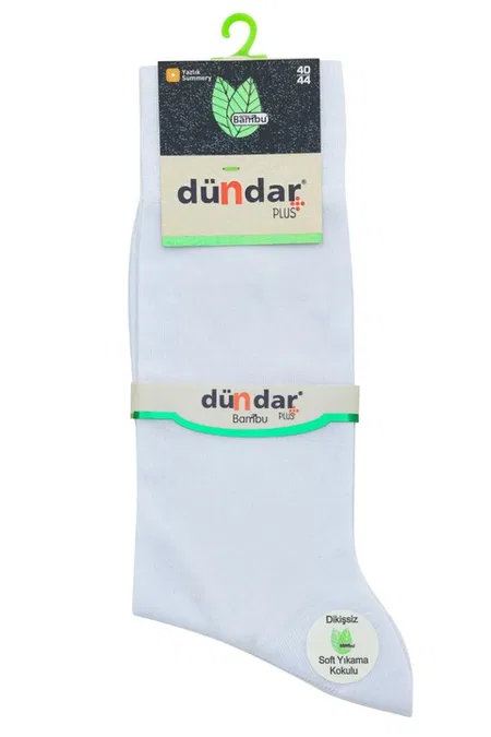 Yazlık İnce 12'li Bambu Erkek Çorap 40-44 Dündar 5534-1 - Beyaz